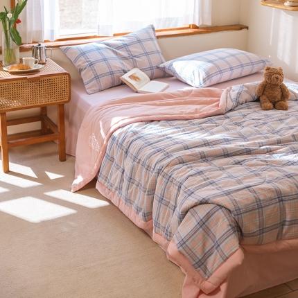 91家纺网 家纺一手货源 找家纺 （总）一加一 2025全棉色织水洗棉55%大豆夏被四件套