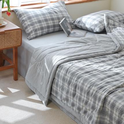 91家纺网 家纺一手货源 找家纺 （总）一加一 2025全棉色织水洗棉55%大豆夏被四件套