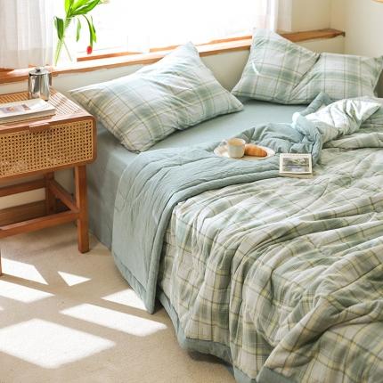 91家纺网 家纺一手货源 找家纺 （总）一加一 2025全棉色织水洗棉55%大豆夏被四件套