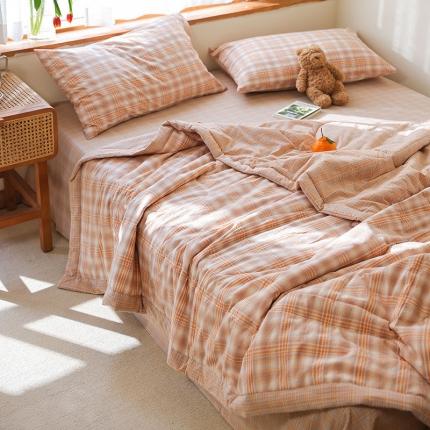 91家纺网 家纺一手货源 找家纺 （总）一加一 2025全棉色织水洗棉55%大豆夏被四件套