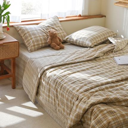 91家纺网 家纺一手货源 找家纺 （总）一加一 2025全棉色织水洗棉55%大豆夏被四件套