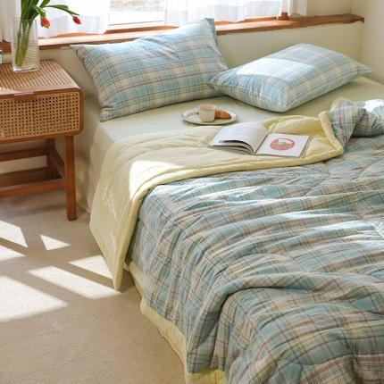 91家纺网 家纺一手货源 找家纺 （总）一加一 2025全棉色织水洗棉55%大豆夏被四件套