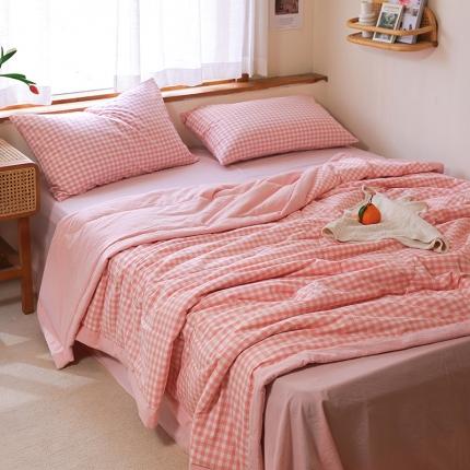 91家纺网 家纺一手货源 找家纺 （总）一加一 2025全棉色织水洗棉55%大豆夏被四件套