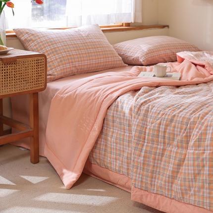 91家纺网 家纺一手货源 找家纺 （总）一加一 2025全棉色织水洗棉55%大豆夏被四件套