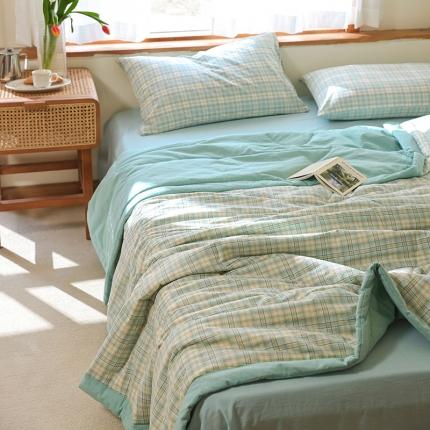 91家纺网 家纺一手货源 找家纺 （总）一加一 2025全棉色织水洗棉55%大豆夏被四件套