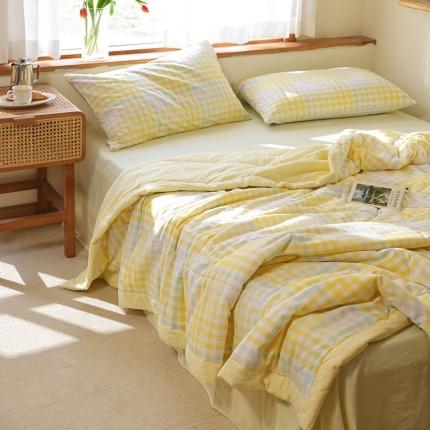 91家纺网 家纺一手货源 找家纺 （总）一加一 2025全棉色织水洗棉55%大豆夏被四件套