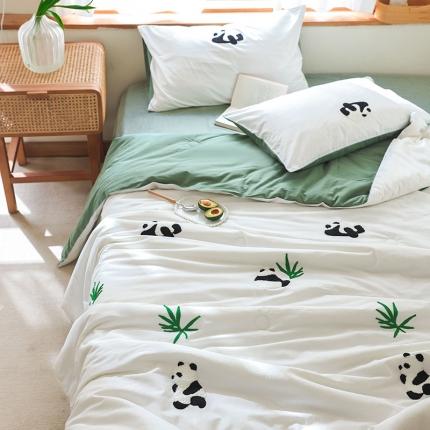 91家纺网 家纺一手货源 找家纺 （总）一加一 2025全棉水洗棉毛巾绣小清新大豆夏被四件套