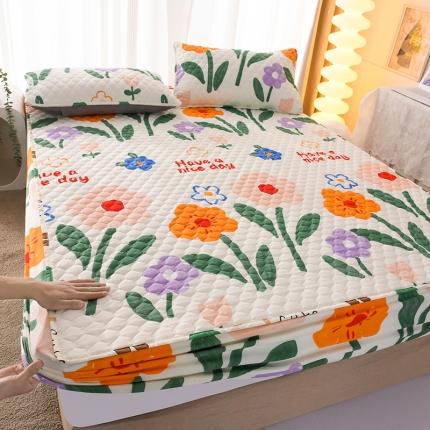 91家纺网 家纺一手货源 找家纺 九亭 2023新款A类纯棉夹棉床笠 若美