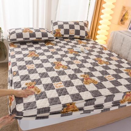 91家纺网 家纺一手货源 找家纺 九亭 2023新款A类纯棉夹棉床笠 泰迪小熊