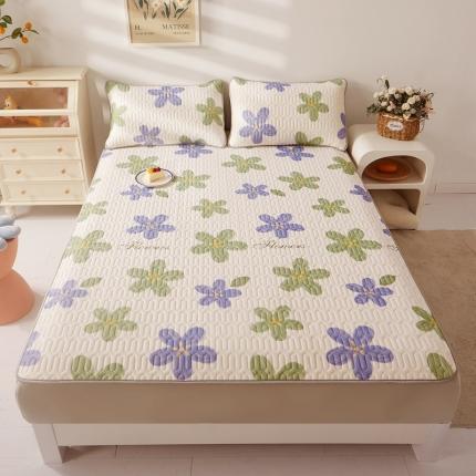 91家纺网 家纺一手货源 找家纺 湘之帛 2024新款0.5乳胶凉席三件套-花海-紫绿