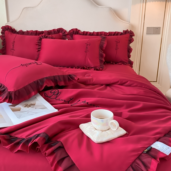 91家纺网 家纺一手货源 找家纺 (总)绣女坊 2023新款花边夏被四件套