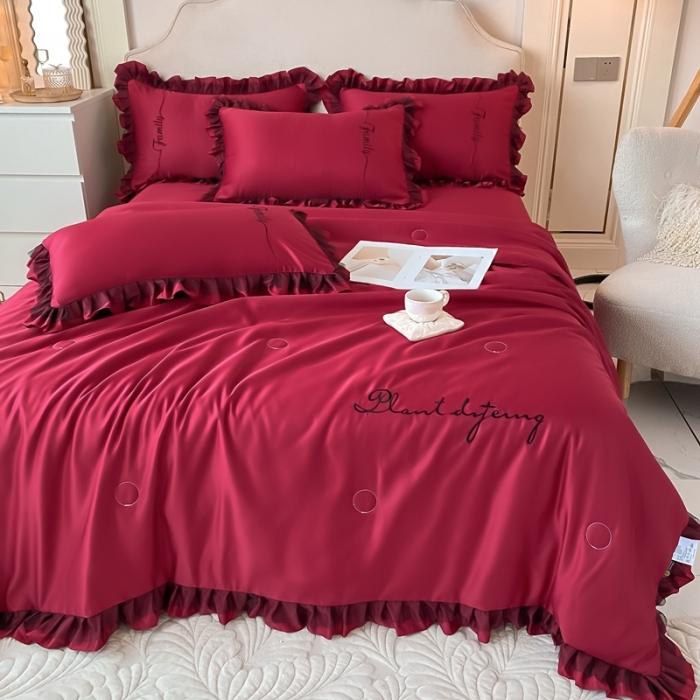 91家纺网 家纺一手货源 找家纺 (总)绣女坊 2023新款花边夏被四件套