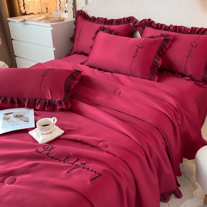 91家纺网 家纺一手货源 找家纺 (总)绣女坊 2023新款花边夏被四件套