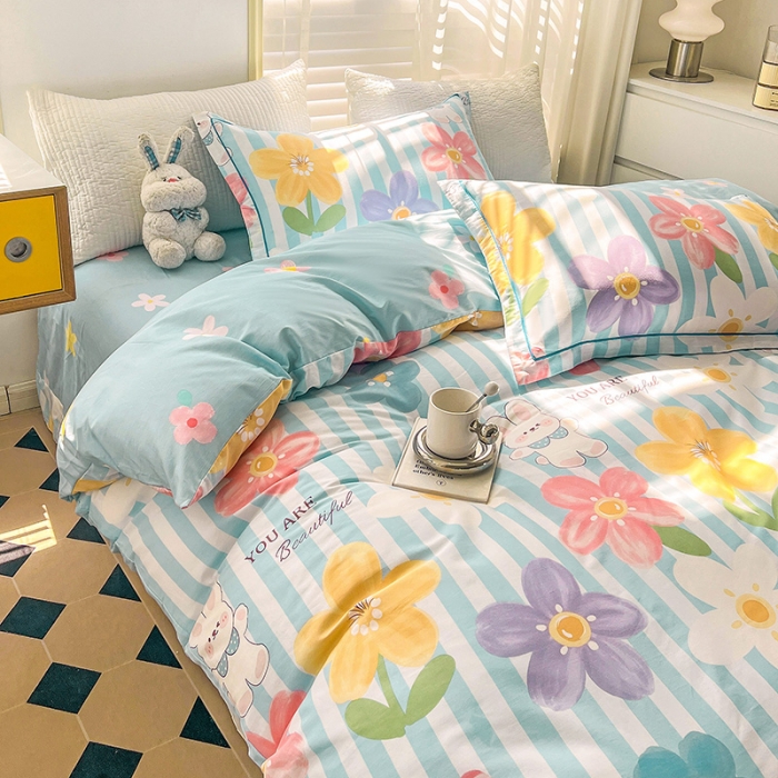 91家纺网 家纺一手货源 找家纺 乐童 2024网红直播爆款吊边＋一字绣工艺款四件套（五） 爱依莲