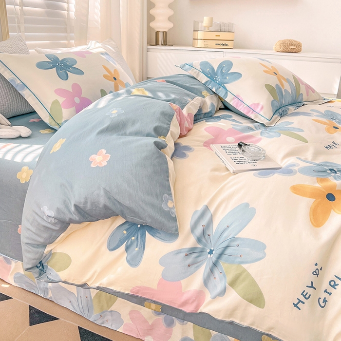 91家纺网 家纺一手货源 找家纺 乐童 2024网红直播爆款吊边＋一字绣工艺款四件套（五） 花间晨曲