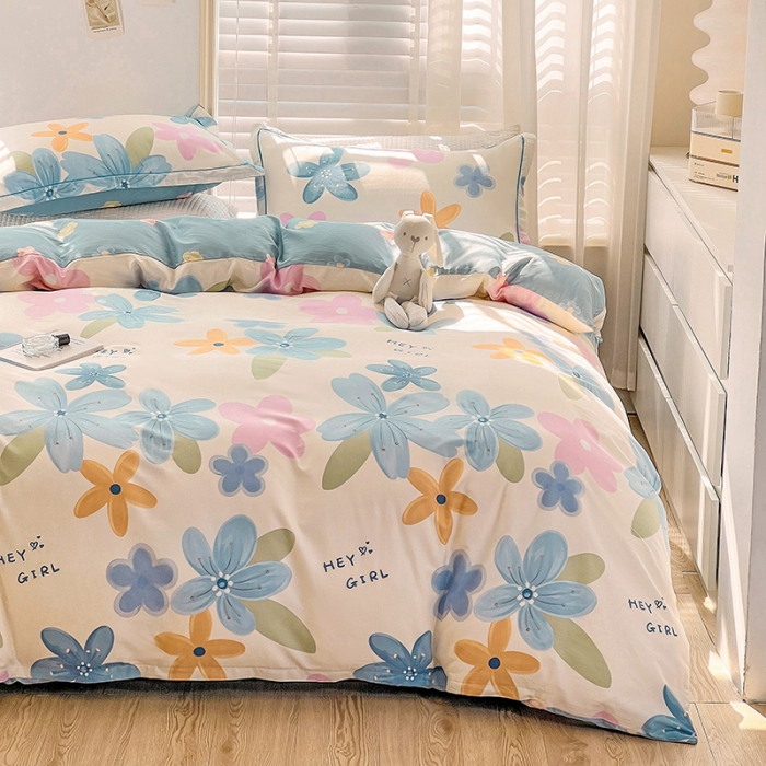 91家纺网 家纺一手货源 找家纺 乐童 2024网红直播爆款吊边＋一字绣工艺款四件套（五） 花间晨曲