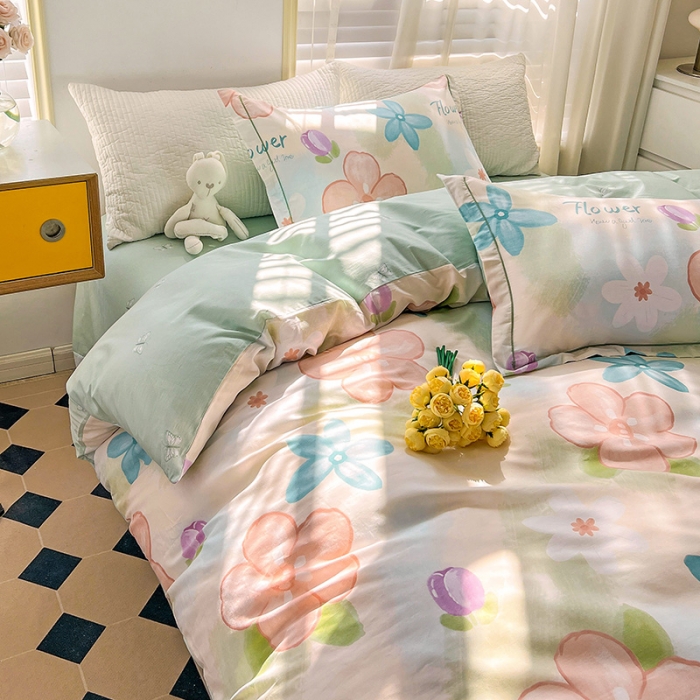 91家纺网 家纺一手货源 找家纺 乐童 2024网红直播爆款吊边＋一字绣工艺款四件套（五） 夏天