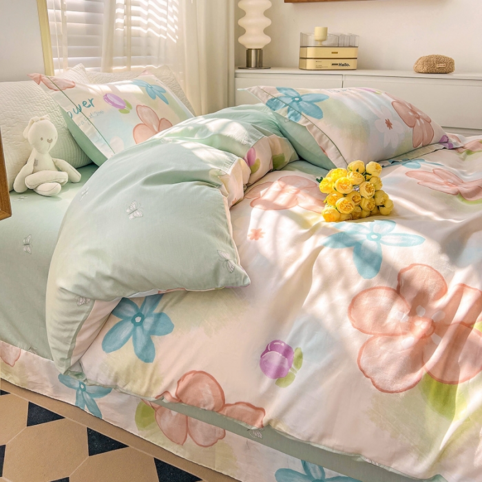 91家纺网 家纺一手货源 找家纺 乐童 2024网红直播爆款吊边＋一字绣工艺款四件套（五） 夏天