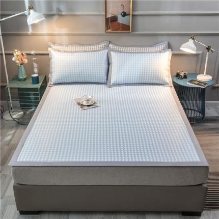 91家纺网 家纺一手货源 找家纺 （总）2024新品1500D数码印花冰丝席千鸟格床单款凉席