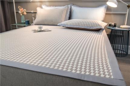 2024新品1500D数码印花冰丝席千鸟格床单款凉席 千鸟格咖