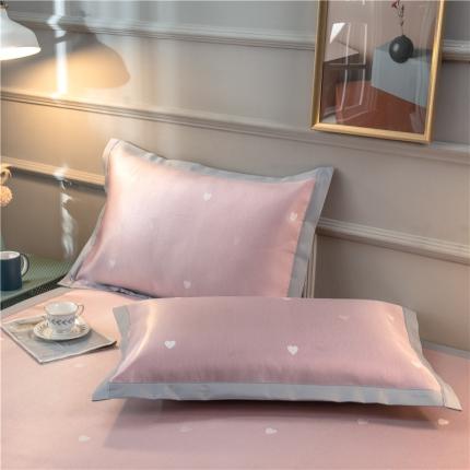 2024新品1500D数码印花冰丝席千鸟格床单款凉席 爱心粉