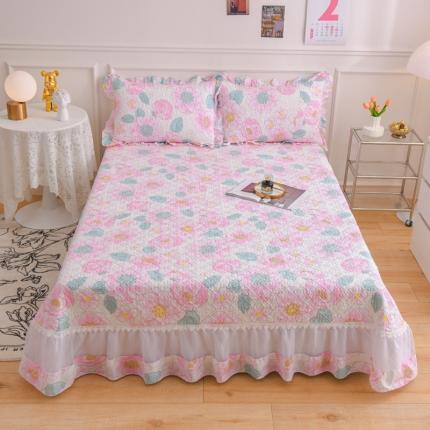 （总）2025公主风全棉花边床盖四件套 欧根纱夹棉纯棉三件套直播推荐