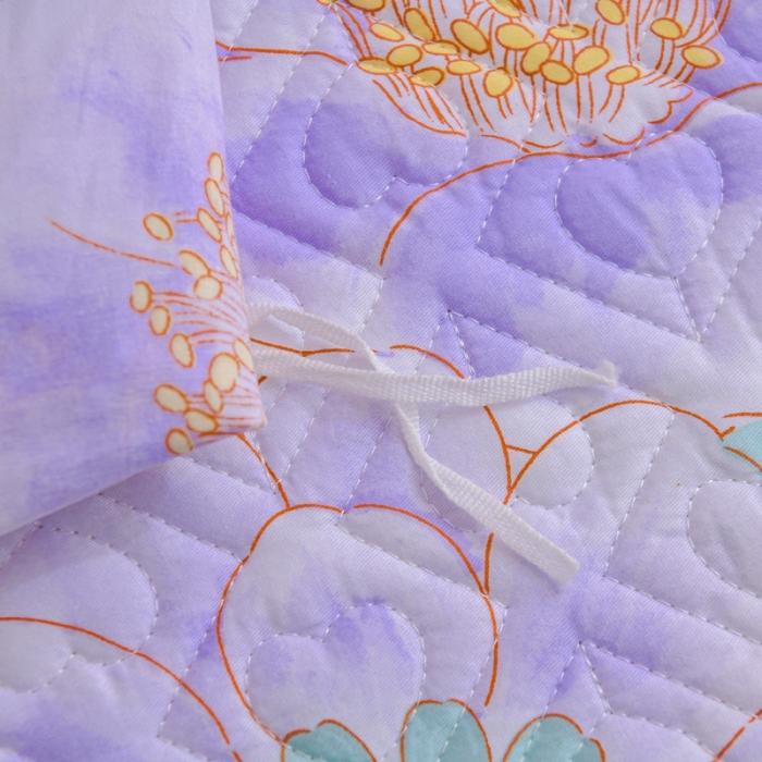 91家纺网 家纺一手货源 找家纺 2023公主风全棉花边床盖四件套 欧根纱床盖款夹棉纯棉三件套直播推荐 那时花开-紫