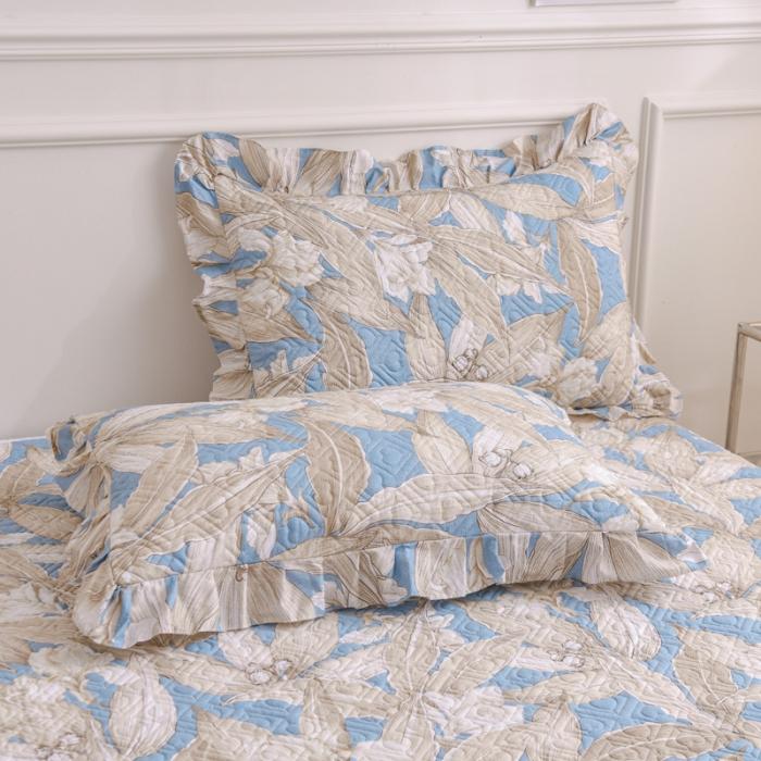 91家纺网 家纺一手货源 找家纺 2023公主风全棉花边床盖四件套 欧根纱床盖款夹棉纯棉三件套直播推荐 水墨江南