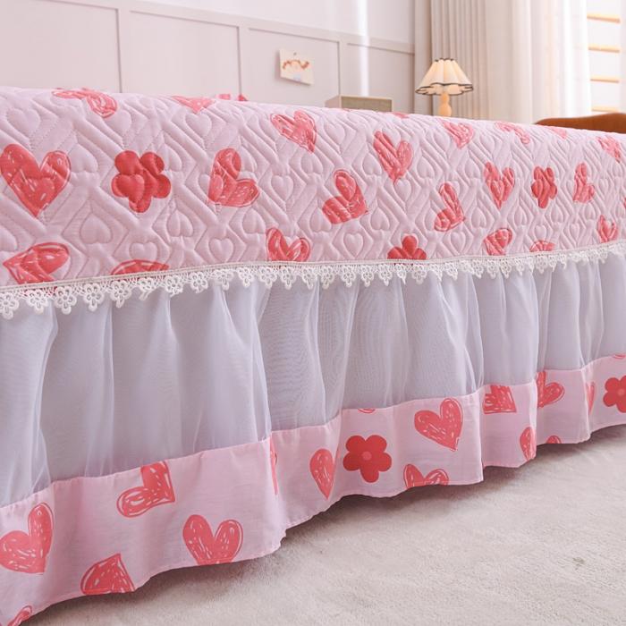 91家纺网 家纺一手货源 找家纺 2023公主风全棉花边床盖四件套 欧根纱床盖款夹棉纯棉三件套直播推荐 心心相印