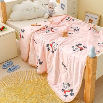 91家纺网 家纺一手货源 找家纺 嗨生活 2025新款儿童A类凉感丝冰激凌夏被 小熊猫