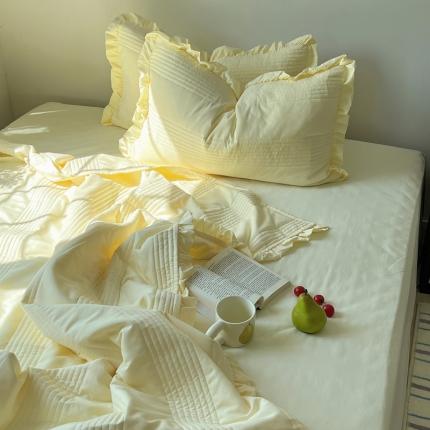 91家纺网 家纺一手货源 找家纺 六巷胡同 2023新款博主同款水洗纱夏被四件套-风格二 奶酪黄