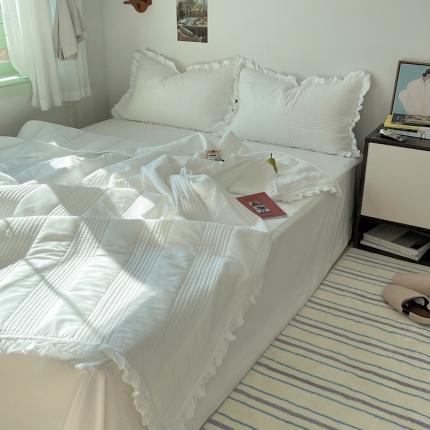 91家纺网 家纺一手货源 找家纺 六巷胡同 2023新款博主同款水洗纱夏被四件套-风格二 牛乳白