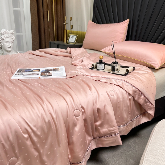 91家纺网 家纺一手货源 找家纺 伊被源 2023新款40支木本提花蚕蛹蛋白夏被-路易斯 路易斯 豆沙红