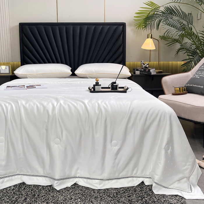 91家纺网 家纺一手货源 找家纺 伊被源 2023新款40支木本提花蚕蛹蛋白夏被-路易斯 路易斯 奶昔白