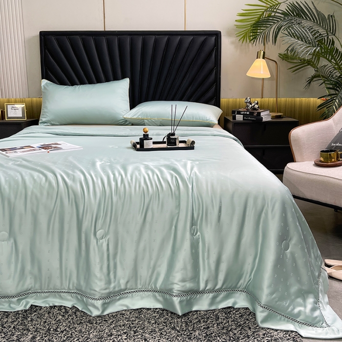 91家纺网 家纺一手货源 找家纺 伊被源 2023新款40支木本提花蚕蛹蛋白夏被-路易斯 路易斯 氧气绿