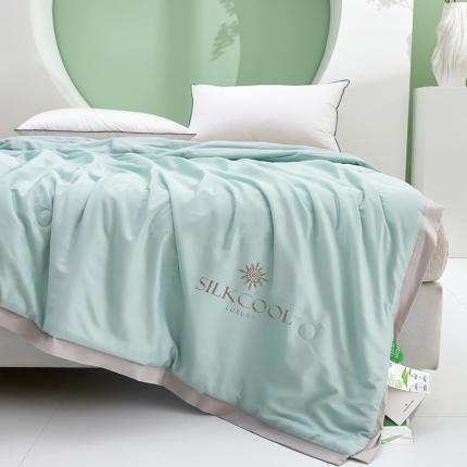 91家纺网 家纺一手货源 找家纺 伊被源 2023新款莫代尔蚕蛹蛋白夏被-锦色 锦色-清新蓝
