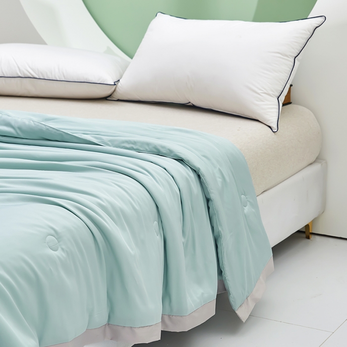 91家纺网 家纺一手货源 找家纺 伊被源 2023新款莫代尔蚕蛹蛋白夏被-锦色 锦色-清新蓝