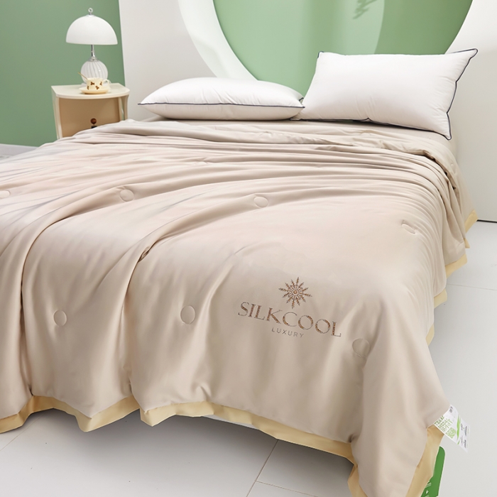 91家纺网 家纺一手货源 找家纺 伊被源 2023新款莫代尔蚕蛹蛋白夏被-锦色 锦色-香槟金