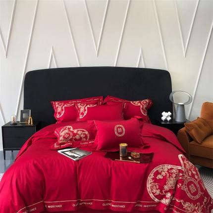 91家纺网 家纺一手货源 找家纺 2023馨蕊春夏新品100支高定系列新品棉西西里-温莎红