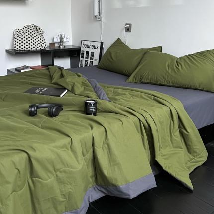 91家纺网 家纺一手货源 找家纺 （总）蜜宿 2023新款全棉夏被水洗棉大豆被纤维夏被四件套