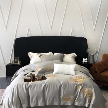 91家纺网 家纺一手货源 找家纺 馨蕊2023春夏新品100支高定系列新品棉茱丽叶-初夏粉 高级灰