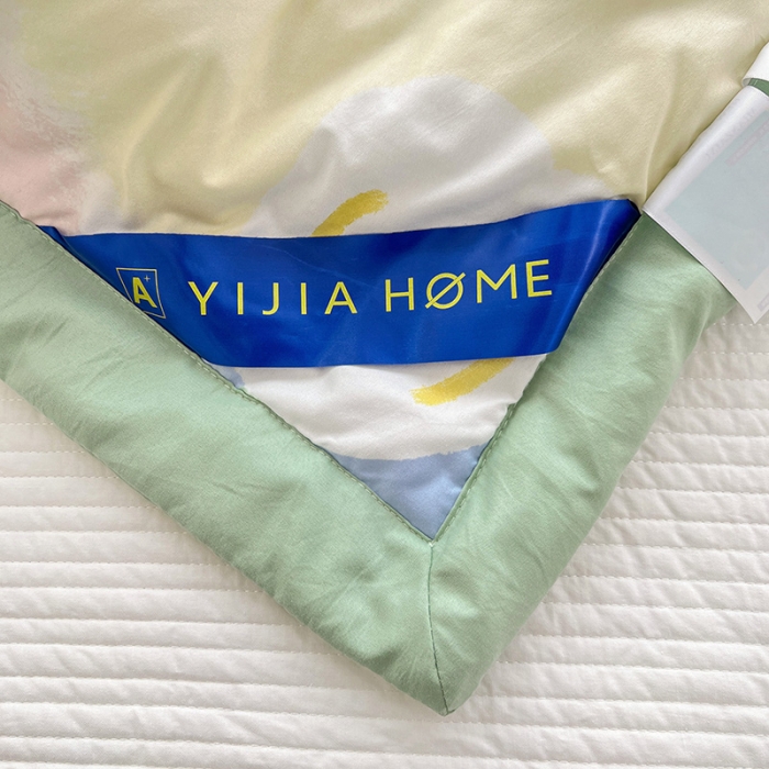 91家纺网 家纺一手货源 找家纺 星巴K 2023新款洛卡棉美棉印花夏被亲肤手包边夏被 炫彩