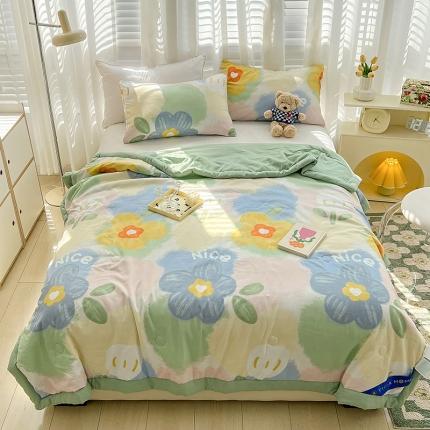 星巴K 2023新款洛卡棉美棉印花夏被亲肤手包边夏被 炫彩