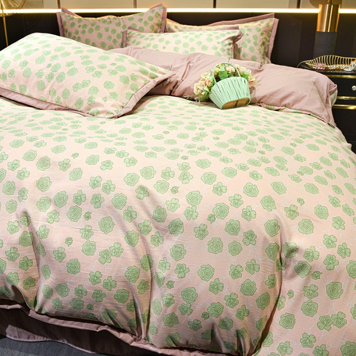 91家纺网 家纺一手货源 找家纺 梦柏 双层纱棉麻四件套 爱丽丝