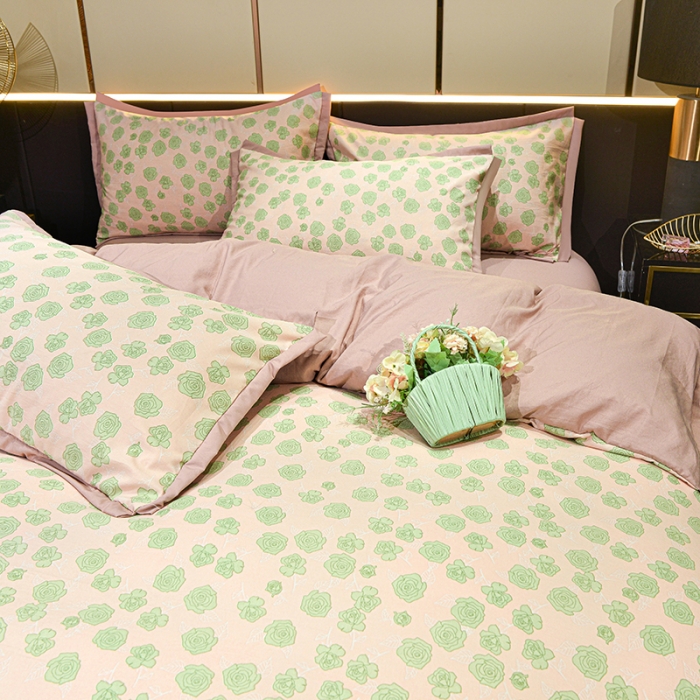 91家纺网 家纺一手货源 找家纺 梦柏 双层纱棉麻四件套 爱丽丝