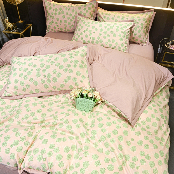 91家纺网 家纺一手货源 找家纺 梦柏 双层纱棉麻四件套 爱丽丝