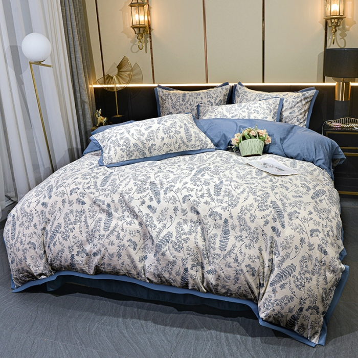 91家纺网 家纺一手货源 找家纺 梦柏 双层纱棉麻四件套 花季