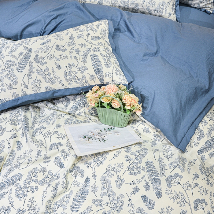 91家纺网 家纺一手货源 找家纺 梦柏 双层纱棉麻四件套 花季