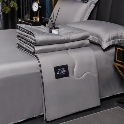 91家纺网 家纺一手货源 找家纺 （总）宇豪 2023新款水洗真丝夏被套件,艾玛-玉,潮流-灰,豆沙,富贵-咖,高贵-蓝,墨绿色,浅湖-兰,水绿