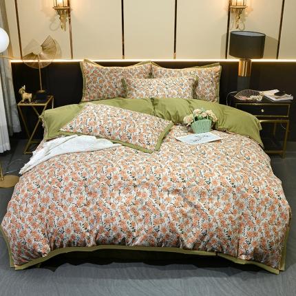 梦柏 双层纱棉麻四件套 花满夫